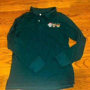 Embroidered dark Green polo long sleeve shirt boys 10/12